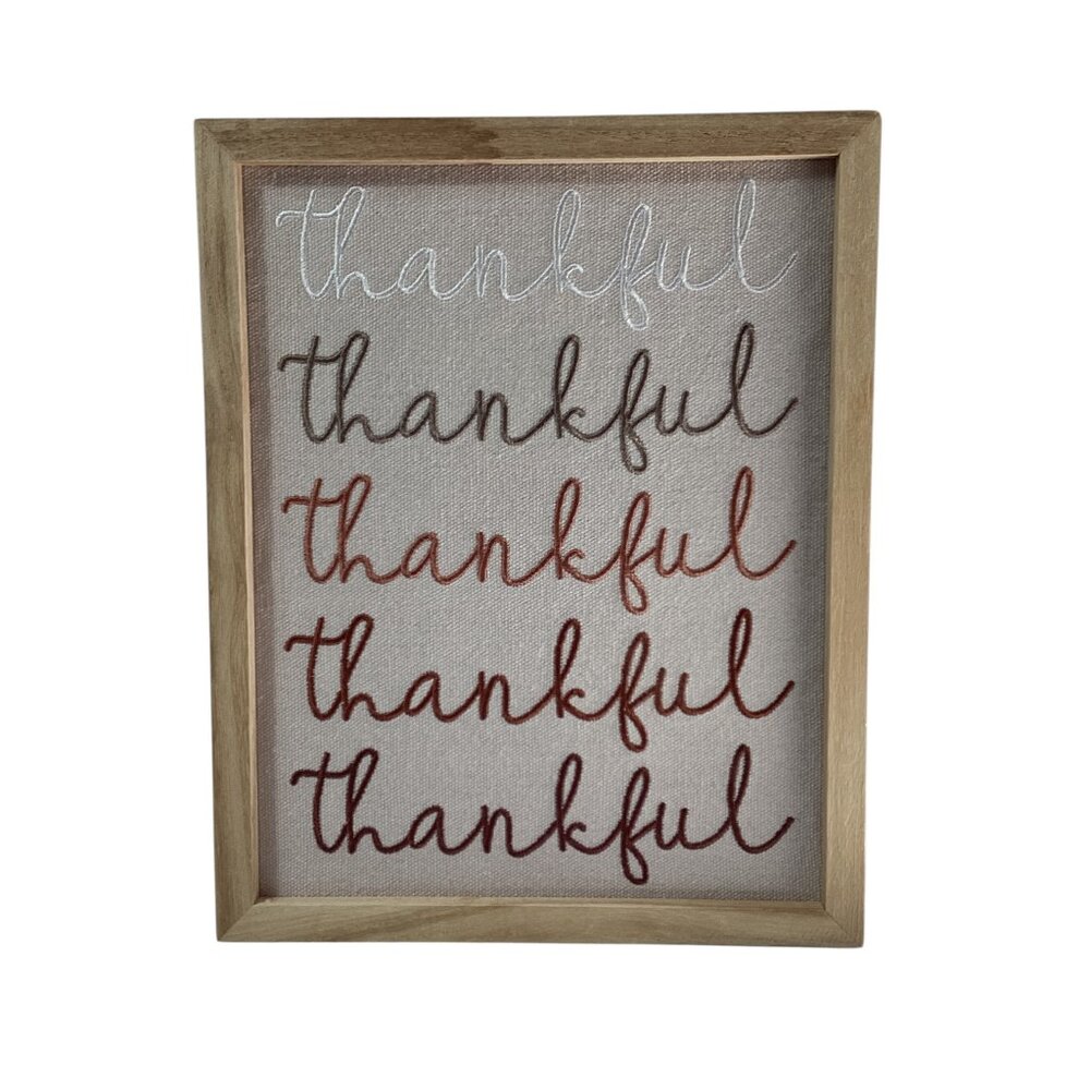 Way To Celebrate: Thankful Embroidered Framed Wall Decor, 10 by 8 inches